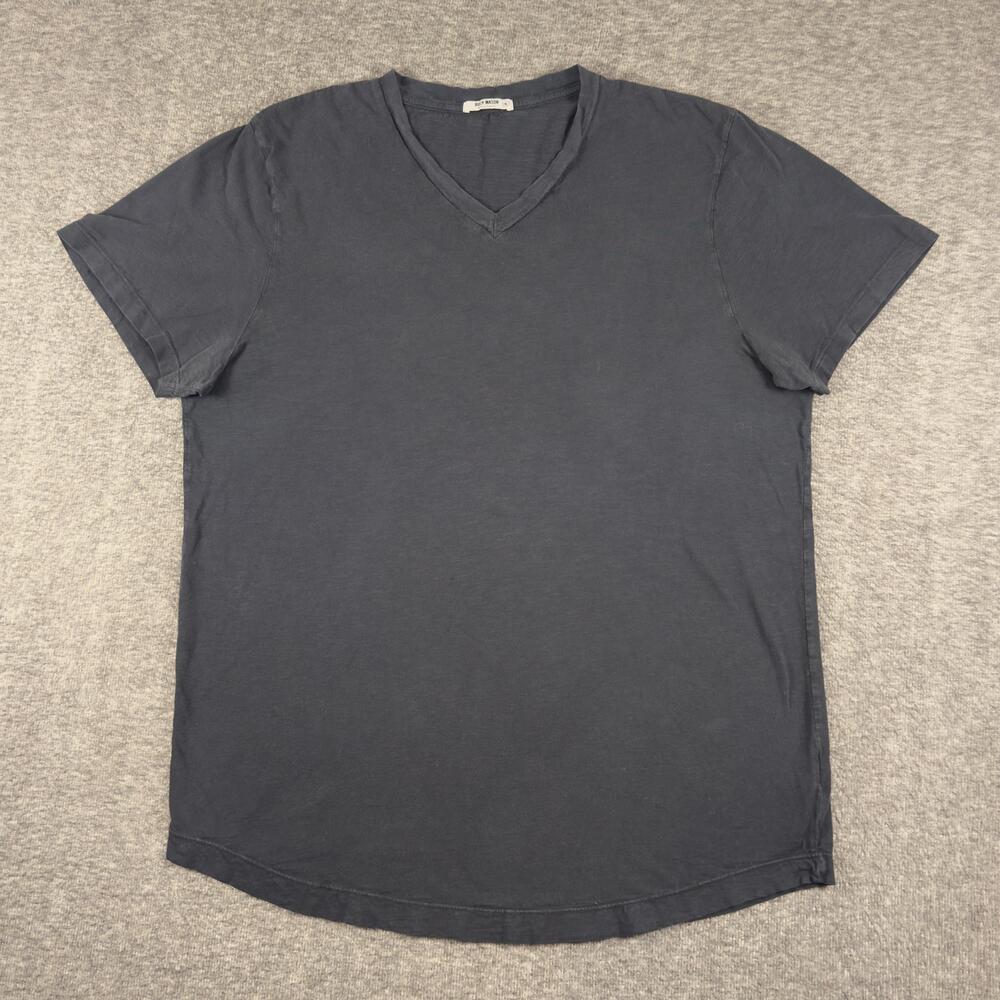 Buck Mason Shirt Mens XL Black Cotton V Neck Curved Hem Tee T-Shirt Soft USA